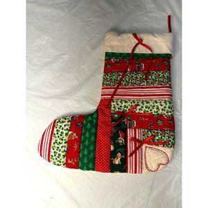 Quilted Christmas Stocking Patchwork Cats Horse Grandma Santa hanger old school